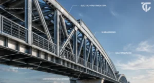 Modern galvanized steel bridge highlighting different types of galvanized steel and their applications in construction.
