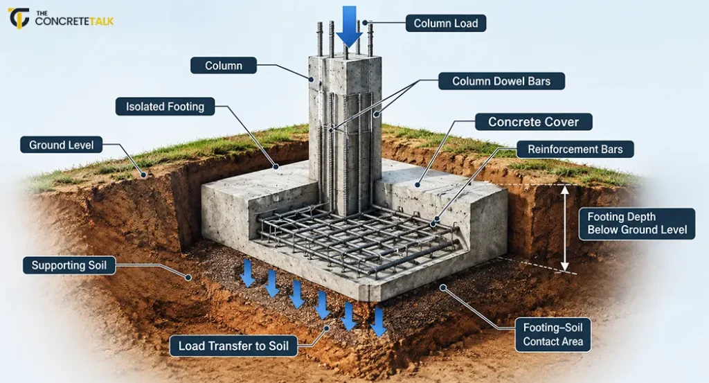 Isolated Footing Foundation Diagram